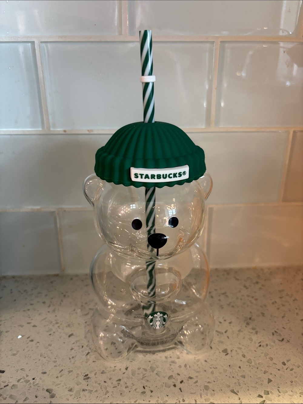 Starbucks Bear Glass Tumbler with Straw | Cute Collectible Drinkware. 20floz